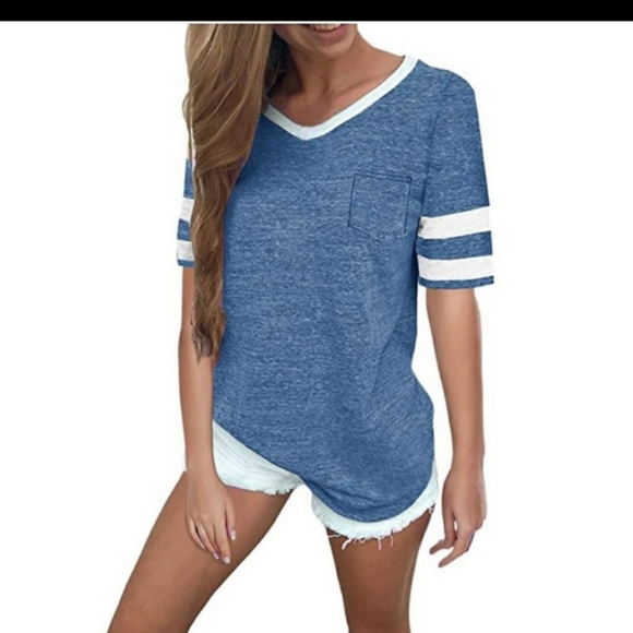 T&J Designs Tops - NEW - Soft V-Neck Baseball Tee